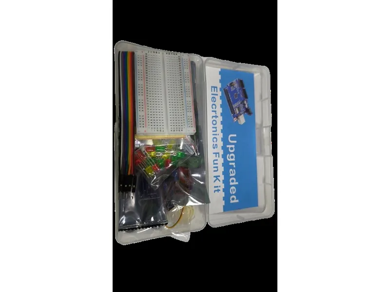 กล่องชุด Upgraded Electronics Fun Kit มีเบรดบอร์ด สายไฟ LED และตัวต้านทาน